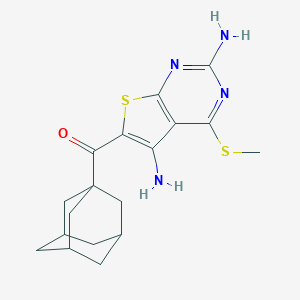 B393479 1-Adamantyl[2,5-diamino-4-(methylsulfanyl)thieno[2,3-d]pyrimidin-6-yl]methanone CAS No. 330180-22-8