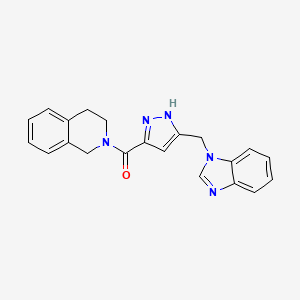 molecular formula C21H19N5O B3934804 2-{[5-(1H-benzimidazol-1-ylmethyl)-1H-pyrazol-3-yl]carbonyl}-1,2,3,4-tetrahydroisoquinoline 