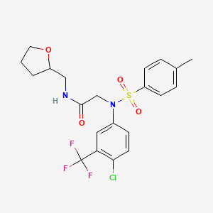 molecular formula C21H22ClF3N2O4S B3934824 N~2~-[4-chloro-3-(trifluoromethyl)phenyl]-N~2~-[(4-methylphenyl)sulfonyl]-N~1~-(tetrahydro-2-furanylmethyl)glycinamide 