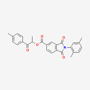 molecular formula C27H23NO5 B3934828 1-methyl-2-(4-methylphenyl)-2-oxoethyl 2-(2,5-dimethylphenyl)-1,3-dioxo-5-isoindolinecarboxylate 