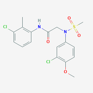 molecular formula C17H18Cl2N2O4S B3934846 N~2~-(3-chloro-4-methoxyphenyl)-N~1~-(3-chloro-2-methylphenyl)-N~2~-(methylsulfonyl)glycinamide 
