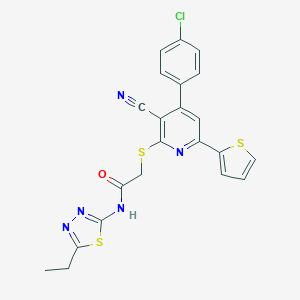 2-[4-(4-chlorophenyl)-3-cyano-6-thiophen-2-ylpyridin-2-yl]sulfanyl-N-(5-ethyl-1,3,4-thiadiazol-2-yl)acetamide