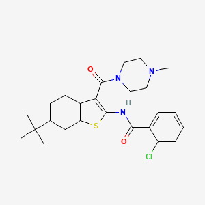molecular formula C25H32ClN3O2S B3934908 N-{6-tert-butyl-3-[(4-methyl-1-piperazinyl)carbonyl]-4,5,6,7-tetrahydro-1-benzothien-2-yl}-2-chlorobenzamide 