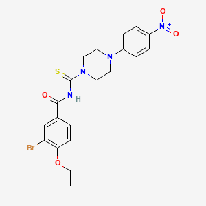 molecular formula C20H21BrN4O4S B3934910 3-bromo-4-ethoxy-N-{[4-(4-nitrophenyl)-1-piperazinyl]carbonothioyl}benzamide 
