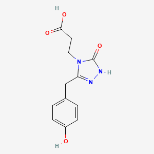 molecular formula C12H13N3O4 B3934916 3-[3-(4-hydroxybenzyl)-5-oxo-1,5-dihydro-4H-1,2,4-triazol-4-yl]propanoic acid 
