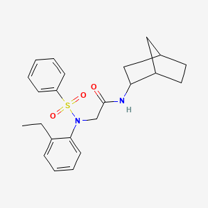molecular formula C23H28N2O3S B3934934 N~1~-bicyclo[2.2.1]hept-2-yl-N~2~-(2-ethylphenyl)-N~2~-(phenylsulfonyl)glycinamide 