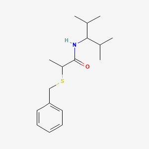 molecular formula C17H27NOS B3934987 2-(benzylthio)-N-(1-isopropyl-2-methylpropyl)propanamide 