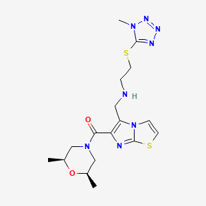 molecular formula C17H24N8O2S2 B3935009 N-[(6-{[(2R*,6S*)-2,6-dimethyl-4-morpholinyl]carbonyl}imidazo[2,1-b][1,3]thiazol-5-yl)methyl]-2-[(1-methyl-1H-tetrazol-5-yl)thio]ethanamine 