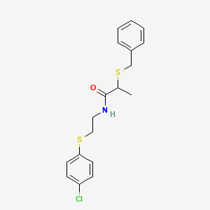 molecular formula C18H20ClNOS2 B3935013 2-(benzylthio)-N-{2-[(4-chlorophenyl)thio]ethyl}propanamide 