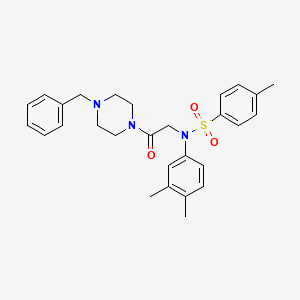 molecular formula C28H33N3O3S B3935030 N-[2-(4-benzyl-1-piperazinyl)-2-oxoethyl]-N-(3,4-dimethylphenyl)-4-methylbenzenesulfonamide 