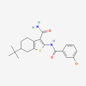 molecular formula C20H23BrN2O2S B3935052 2-[(3-bromobenzoyl)amino]-6-tert-butyl-4,5,6,7-tetrahydro-1-benzothiophene-3-carboxamide 