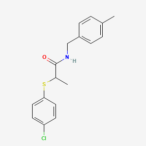 molecular formula C17H18ClNOS B3935057 2-[(4-chlorophenyl)thio]-N-(4-methylbenzyl)propanamide 