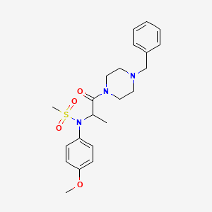 molecular formula C22H29N3O4S B3935078 N-[2-(4-benzyl-1-piperazinyl)-1-methyl-2-oxoethyl]-N-(4-methoxyphenyl)methanesulfonamide 