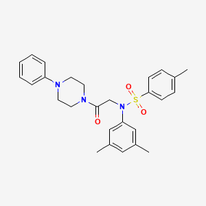 molecular formula C27H31N3O3S B3935110 N-(3,5-dimethylphenyl)-4-methyl-N-[2-oxo-2-(4-phenyl-1-piperazinyl)ethyl]benzenesulfonamide 