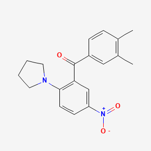 molecular formula C19H20N2O3 B3935114 (3,4-dimethylphenyl)[5-nitro-2-(1-pyrrolidinyl)phenyl]methanone 
