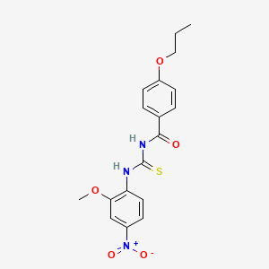 molecular formula C18H19N3O5S B3935149 N-{[(2-methoxy-4-nitrophenyl)amino]carbonothioyl}-4-propoxybenzamide 