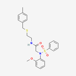 molecular formula C25H28N2O4S2 B3935167 N~2~-(2-methoxyphenyl)-N~1~-{2-[(4-methylbenzyl)thio]ethyl}-N~2~-(phenylsulfonyl)glycinamide 