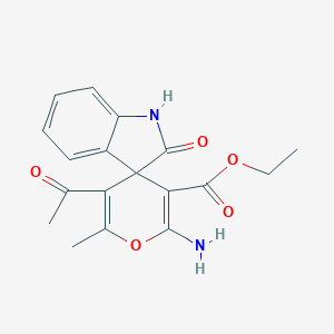 molecular formula C18H18N2O5 B393517 Ethyl 5'-acetyl-2'-amino-6'-methyl-2-oxo-1,2-dihydrospiro[indole-3,4'-pyran]-3'-carboxylate 