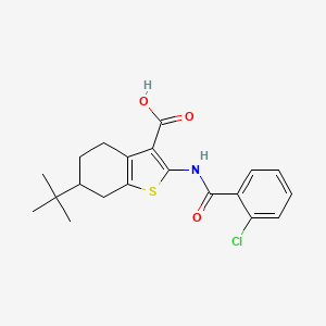 molecular formula C20H22ClNO3S B3935176 6-tert-butyl-2-[(2-chlorobenzoyl)amino]-4,5,6,7-tetrahydro-1-benzothiophene-3-carboxylic acid 