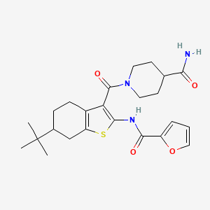 molecular formula C24H31N3O4S B3935187 1-{[6-tert-butyl-2-(2-furoylamino)-4,5,6,7-tetrahydro-1-benzothien-3-yl]carbonyl}-4-piperidinecarboxamide 