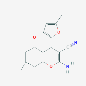 molecular formula C17H18N2O3 B393519 2-amino-7,7-dimethyl-4-(5-methyl-2-furyl)-5-oxo-5,6,7,8-tetrahydro-4H-chromene-3-carbonitrile CAS No. 329693-04-1