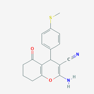 molecular formula C17H16N2O2S B393521 2-amino-4-[4-(methylsulfanyl)phenyl]-5-oxo-5,6,7,8-tetrahydro-4H-chromene-3-carbonitrile CAS No. 313379-77-0