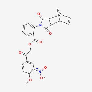 molecular formula C25H20N2O8 B3935224 2-(4-methoxy-3-nitrophenyl)-2-oxoethyl 2-(3,5-dioxo-4-azatricyclo[5.2.1.0~2,6~]dec-8-en-4-yl)benzoate 