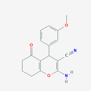 molecular formula C17H16N2O3 B393523 2-amino-4-(3-methoxyphenyl)-5-oxo-5,6,7,8-tetrahydro-4H-chromene-3-carbonitrile 