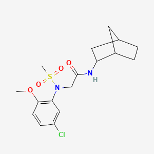 molecular formula C17H23ClN2O4S B3935262 N~1~-bicyclo[2.2.1]hept-2-yl-N~2~-(5-chloro-2-methoxyphenyl)-N~2~-(methylsulfonyl)glycinamide 