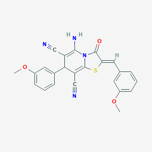 molecular formula C24H18N4O3S B393528 (2Z)-5-amino-7-(3-methoxyphenyl)-2-[(3-methoxyphenyl)methylidene]-3-oxo-7H-[1,3]thiazolo[3,2-a]pyridine-6,8-dicarbonitrile CAS No. 298217-06-8