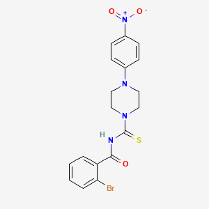 molecular formula C18H17BrN4O3S B3935342 2-bromo-N-{[4-(4-nitrophenyl)-1-piperazinyl]carbonothioyl}benzamide 