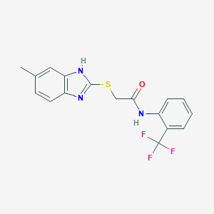 molecular formula C17H14F3N3OS B393542 2-[(5-methyl-1H-benzimidazol-2-yl)sulfanyl]-N-[2-(trifluoromethyl)phenyl]acetamide CAS No. 313397-74-9