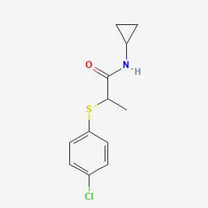 molecular formula C12H14ClNOS B3935448 2-[(4-chlorophenyl)thio]-N-cyclopropylpropanamide 