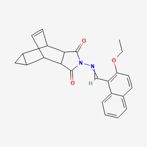 molecular formula C24H22N2O3 B3935456 4-{[(2-ethoxy-1-naphthyl)methylene]amino}-4-azatetracyclo[5.3.2.0~2,6~.0~8,10~]dodec-11-ene-3,5-dione 