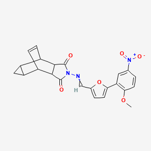 molecular formula C23H19N3O6 B3935462 4-({[5-(2-methoxy-5-nitrophenyl)-2-furyl]methylene}amino)-4-azatetracyclo[5.3.2.0~2,6~.0~8,10~]dodec-11-ene-3,5-dione 
