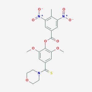 molecular formula C21H21N3O9S B393549 4-Methyl-3,5-dinitro-benzoic acid 2,6-dimethoxy-4-(morpholine-4-carbothioyl)-phenyl ester 