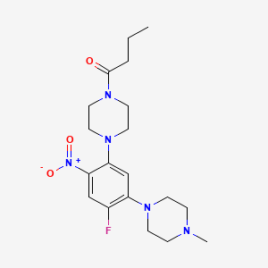 molecular formula C19H28FN5O3 B3935503 1-butyryl-4-[4-fluoro-5-(4-methyl-1-piperazinyl)-2-nitrophenyl]piperazine 