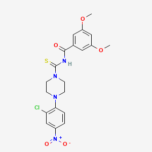 molecular formula C20H21ClN4O5S B3935509 N-{[4-(2-chloro-4-nitrophenyl)-1-piperazinyl]carbonothioyl}-3,5-dimethoxybenzamide 