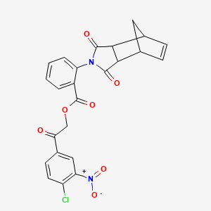 molecular formula C24H17ClN2O7 B3935531 2-(4-chloro-3-nitrophenyl)-2-oxoethyl 2-(3,5-dioxo-4-azatricyclo[5.2.1.0~2,6~]dec-8-en-4-yl)benzoate 
