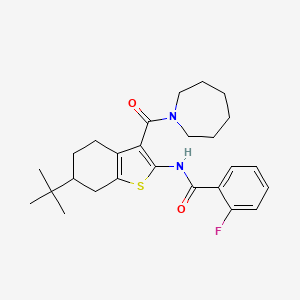 molecular formula C26H33FN2O2S B3935539 N-[3-(1-azepanylcarbonyl)-6-tert-butyl-4,5,6,7-tetrahydro-1-benzothien-2-yl]-2-fluorobenzamide 