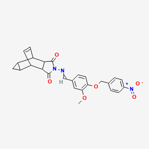 molecular formula C26H23N3O6 B3935586 4-({3-methoxy-4-[(4-nitrobenzyl)oxy]benzylidene}amino)-4-azatetracyclo[5.3.2.0~2,6~.0~8,10~]dodec-11-ene-3,5-dione 