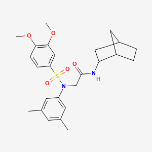 molecular formula C25H32N2O5S B3935604 N~1~-bicyclo[2.2.1]hept-2-yl-N~2~-[(3,4-dimethoxyphenyl)sulfonyl]-N~2~-(3,5-dimethylphenyl)glycinamide 