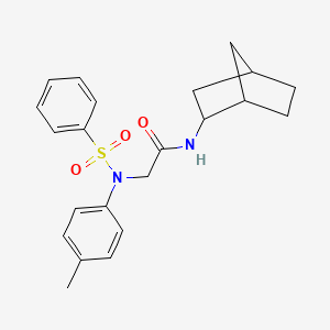 molecular formula C22H26N2O3S B3935618 N~1~-bicyclo[2.2.1]hept-2-yl-N~2~-(4-methylphenyl)-N~2~-(phenylsulfonyl)glycinamide 