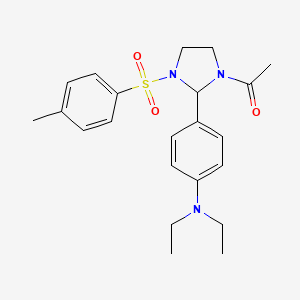 (4-{1-acetyl-3-[(4-methylphenyl)sulfonyl]-2-imidazolidinyl}phenyl)diethylamine