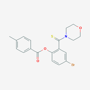 molecular formula C19H18BrNO3S B393564 4-Methyl-benzoic acid 4-bromo-2-(morpholine-4-carbothioyl)-phenyl ester 