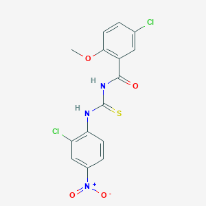 molecular formula C15H11Cl2N3O4S B3935647 5-chloro-N-{[(2-chloro-4-nitrophenyl)amino]carbonothioyl}-2-methoxybenzamide 