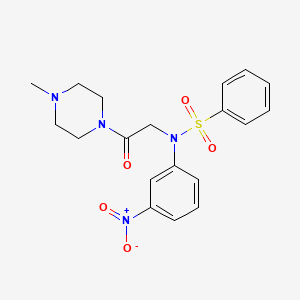 molecular formula C19H22N4O5S B3935658 N-[2-(4-methyl-1-piperazinyl)-2-oxoethyl]-N-(3-nitrophenyl)benzenesulfonamide 