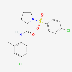 molecular formula C18H18Cl2N2O3S B3935677 N-(4-chloro-2-methylphenyl)-1-[(4-chlorophenyl)sulfonyl]prolinamide 