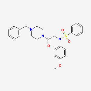 molecular formula C26H29N3O4S B3935678 N-[2-(4-benzyl-1-piperazinyl)-2-oxoethyl]-N-(4-methoxyphenyl)benzenesulfonamide 