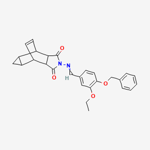 molecular formula C27H26N2O4 B3935681 4-{[4-(benzyloxy)-3-ethoxybenzylidene]amino}-4-azatetracyclo[5.3.2.0~2,6~.0~8,10~]dodec-11-ene-3,5-dione 